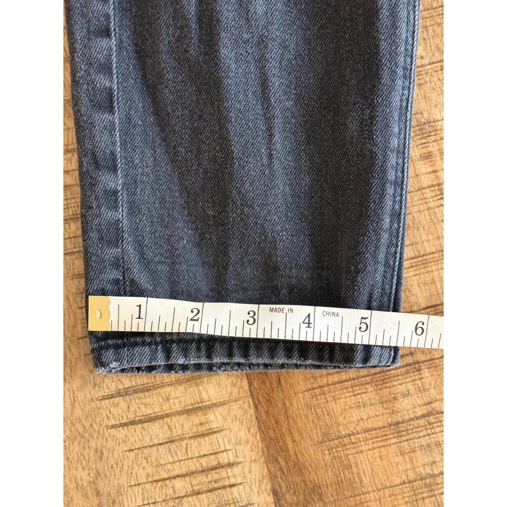 American Eagle Mom Jean Black Wash Distressed Mid Rise Size 00 Real Good Denim - Picture 10 of 14